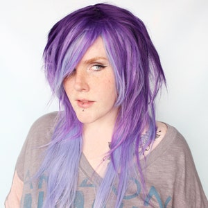 Purple Scene Wig, Scene Emo wig, Straight purple wig, long purple wig Moon Crystal image 1