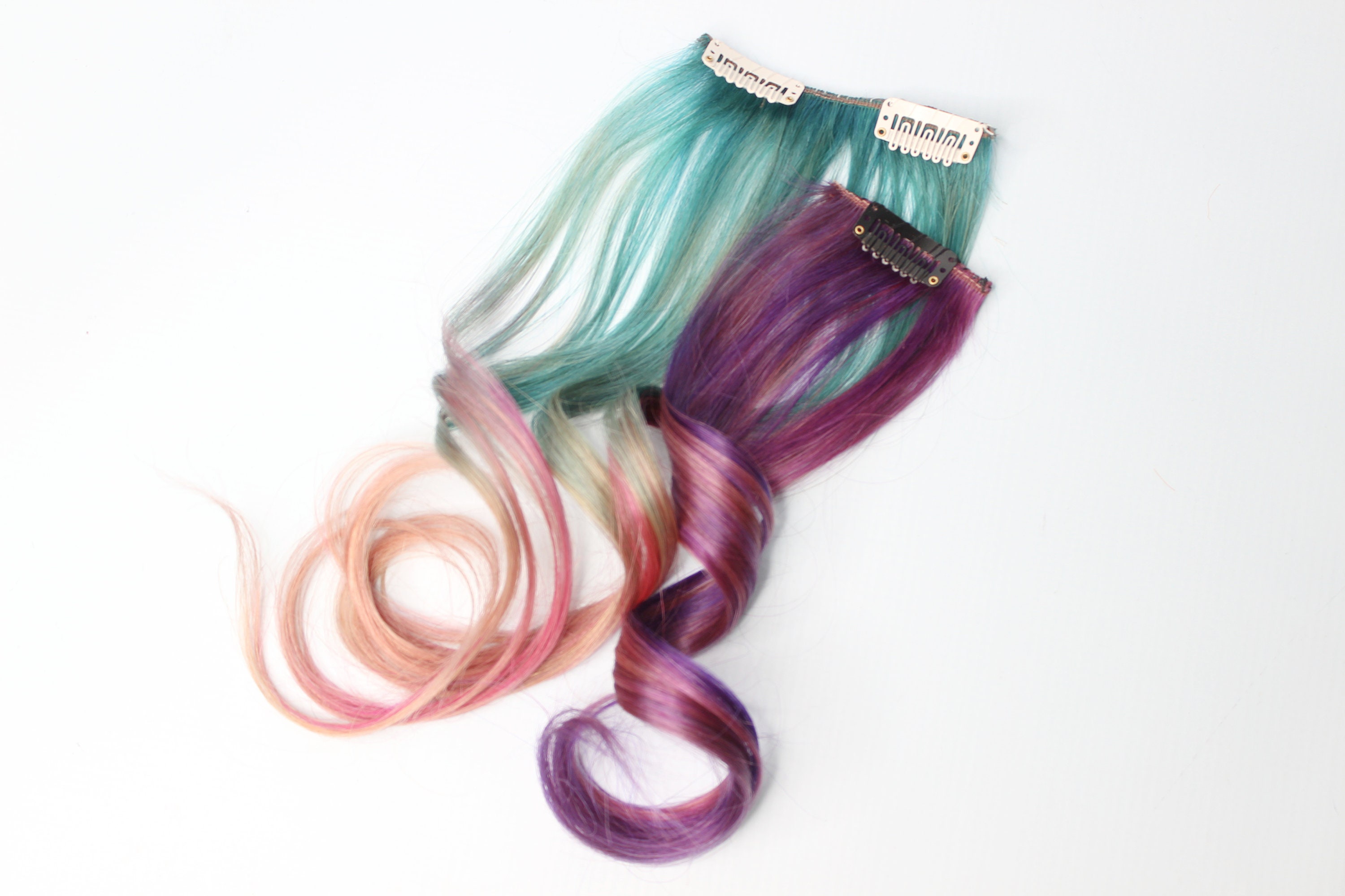 16 inch Real Human Hair Extensions Clip in Light Blue Unicorn Colored Pastel S1cd8e320923c42b0aa0f1d418bd63  main image 3