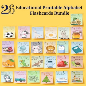 26 Alphabet Flashcards for Toddlers, ABC Printable Cards, Preschool Learning, Educational Flashcards, Homeschool Resource, Digital Download