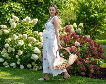 Large Wicker Flower Basket | Sculptural Handmade Willow, Boat Shape, Wedding Decor