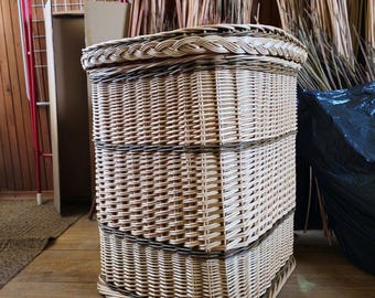 Large Wicker Storage Basket with Lid | Willow Laundry Hamper