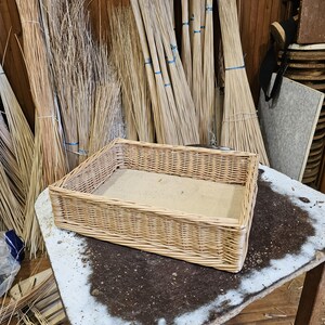 Handwoven Willow Storage Basket Tray – Rectangular Shallow Basket | Custom Sizes & Handles | Lithuania Made