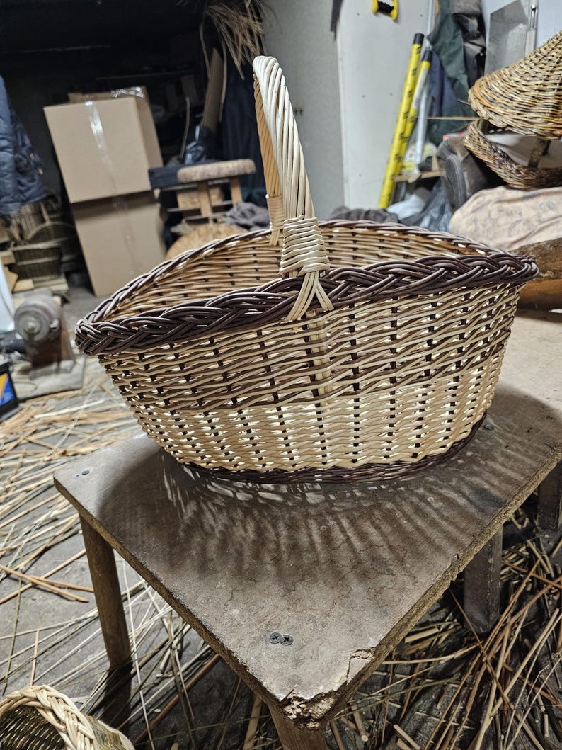 Large Wicker Basket with Sturdy Handle – Handmade Decorative Storage & Home image 12