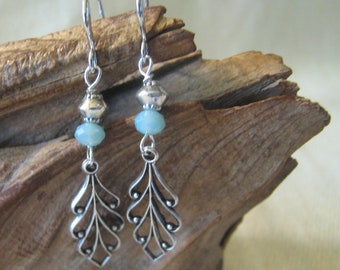 dainty silver and blue dangles