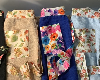 Alreay made Towel apron with a pocket, Mother's Day gift, I will make more when stock gets low,  Terrycloth apron, towel apron