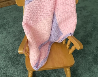 Crochet Baby Blanket: Pink & Lavender Soft Yarn, Handmade