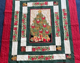 Christmas Tree Quilt, Holiday Wall Hanging (52" x 61")