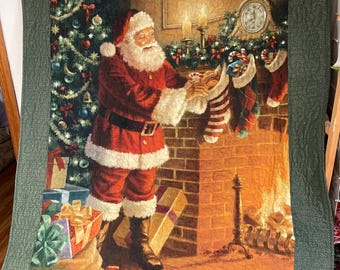 Santa Claus Lap Blanket, Christmas decoration, Holiday, Angels, 44" by 52"