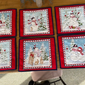 Snowman placemats, Holiday placemats, Christmas placemats, Kitchen decoration