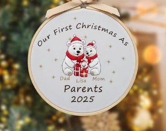 Personalized Family Name Christmas Embroidered Ornament, Holiday Keepsake