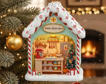 Personalized Baker Christmas Ornament, Gingerbread House, Acrylic Ornament