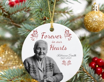 Custom Photo Memorial Ornament, Mom Remembrance Gift, Ceramic Christmas Ornament