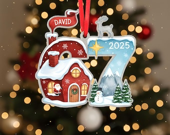 Custom Name Six Seven Acrylic Ornament, Funny Teen Gift