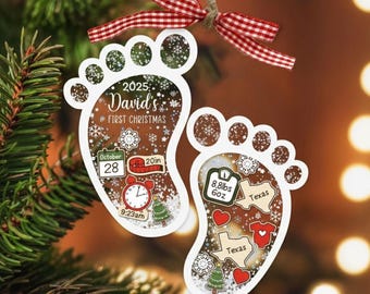 Adorno navideño personalizado para bebé, regalo con estadísticas de nacimiento