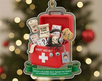 Funny New Job Ornament, Personalized Blame Bag Kit, Stress Relief Keepsake