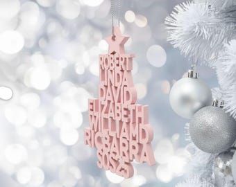 Personalized Name Acrylic Christmas Tree Ornament, Family Keepsake