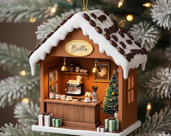Personalized Barista Christmas Ornament, Coffee Lover Acrylic Gift