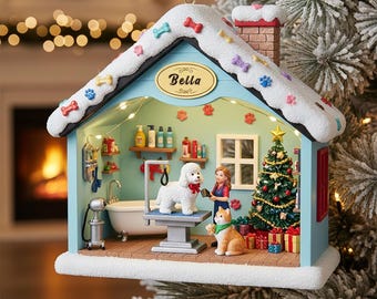 Personalized Pet Groomer Christmas Ornament, Dog Salon Decor