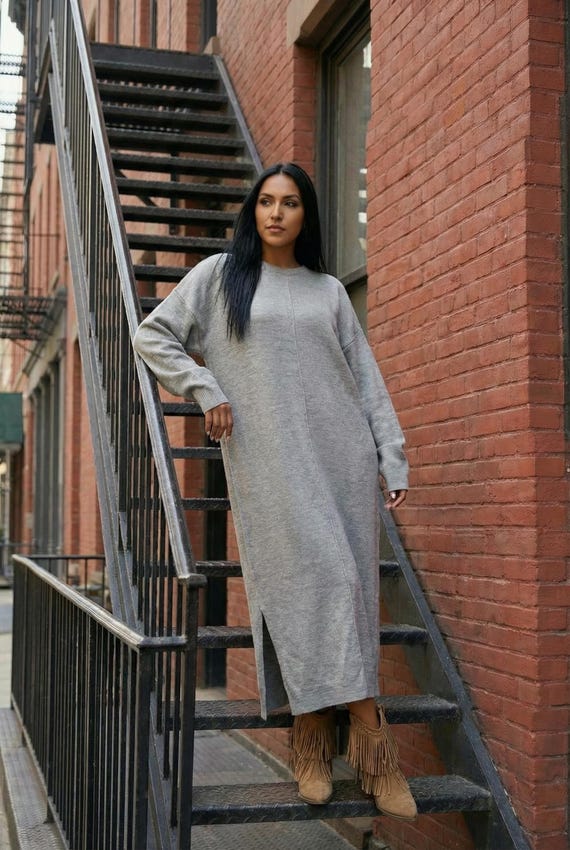 slim fit dress slacks Oversized sweater dress main image 0