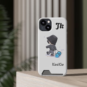 Custodia per telefono KooKie con porta carte, design divertente con cartoni animati, regalo ideale per i fan, pratica per l'uso quotidiano, perfetta per tutte le età.