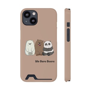 Capa de celular com estampa de animal fofo, porta-cartão do We Bare Bears, presente para amigos, acessório fofo, capa de celular divertida