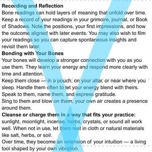 May include: An illustration of bone divination tools, featuring the words "EXAMPLES", "YES", "NO", and "MAYBE". The image shows three sets of bones, used for spiritual readings and connecting with intuition. The image is on a white background.