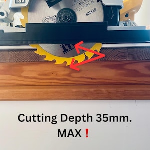 May include: A cordless circular saw with a yellow blade is shown, with the text "Cutting Depth 35mm. MAX!" The saw blade is 165 x 1.7mm. The saw is 18V.