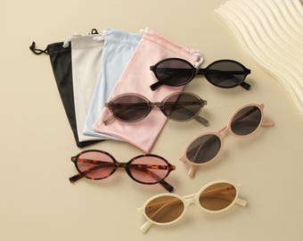 Occhiali da sole ovali vintage da donna, montatura in metallo retrò, protezione UV400