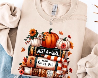 Fall Book Lover Sweatshirt, Pumpkin Floral Design