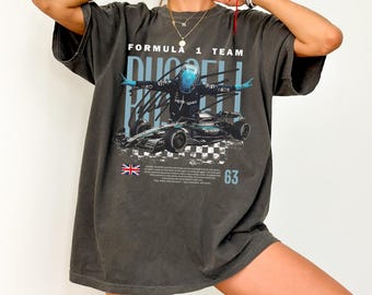 Comfort Colors® George Russell F1 Shirt, Vintage Formula 1 Racing Graphic Tee, Grand Prix Motorsport Russell Fan Top