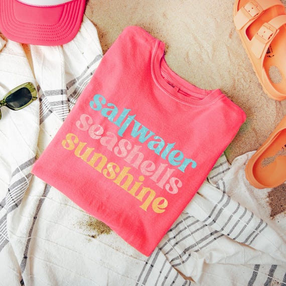 Comfort Colors® Saltwater Seashells Sunshine Shirt, Beach Vibes Shirt, Summer Shirt, Vacation Mode Shirt, Holiday Shirt, Summer Vibes Shirt