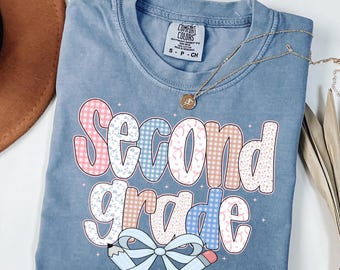 Comfort Colors® Zweite Klasse Lehrer Shirt, Coquette Bow 2.Grad Lehrer Shirt, Zweite Klasse Lehrer Shirt, Grundschullehrer Shirt
