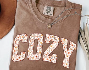 Comfort Colors Cozy Season Shirt, Floral Autumn Tee