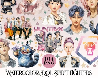 Huntrix Kpop Demon Hunters PNG | Saja Boys Clipart Bundle | Kpop Anime Sticker Pack | 300 DPI | Transparent PNG | Sublimation Use