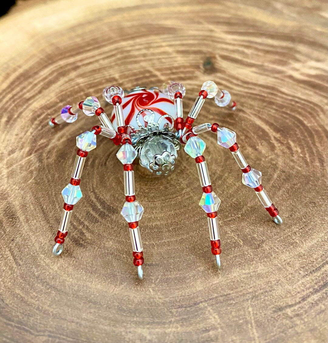 TWISTED SPIDERS Small Icy Peppermint Twisted Spider beaded Etsy