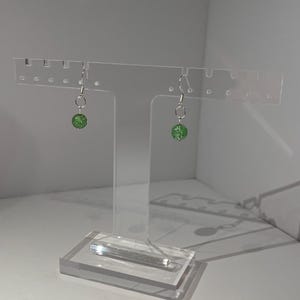 Green Bead Dangle Earrings