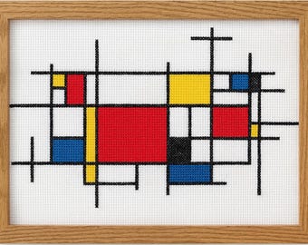 Piet Mondrian Cross Stitch Pattern (2), Modernistic Collection, PDF pattern