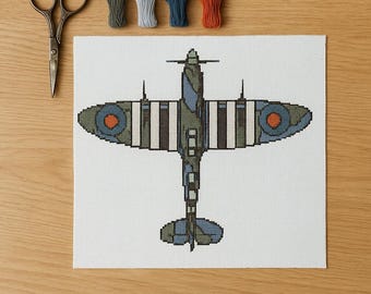 Spitfire (1) Schema punto croce, collezione aerei da guerra, schema PDF