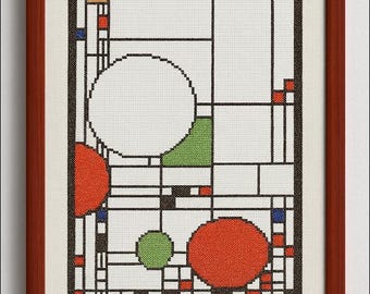Frank Lloyd Wright Cross Stitch Pattern (5), Modernistic Collection, PDF pattern