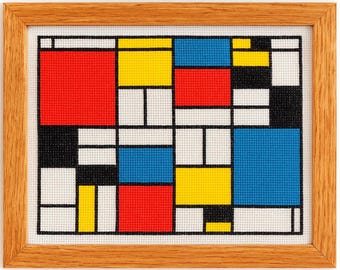 Schema per punto croce di Piet Mondrian (1): Composizione di arte moderna (schema in PDF)