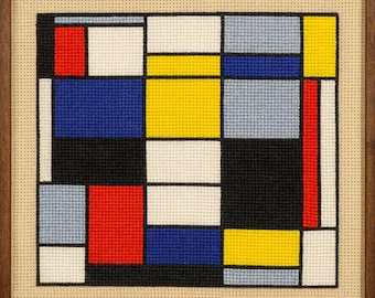 Piet Mondrian Cross Stitch Pattern (5), Modernistic Collection, PDF pattern