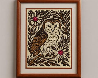 Classic Owl Cross Stitch Pattern: Vintage Bird Embroidery (PDF)