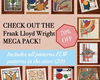 Frank Lloyd Wright Cross Stitch Pattern Mega Bundle – 20 Designs – 70% Off Digital Pack