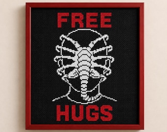 Schema per punto croce ispirato agli alieni / Download PDF gratuito di Hugs Facehugger