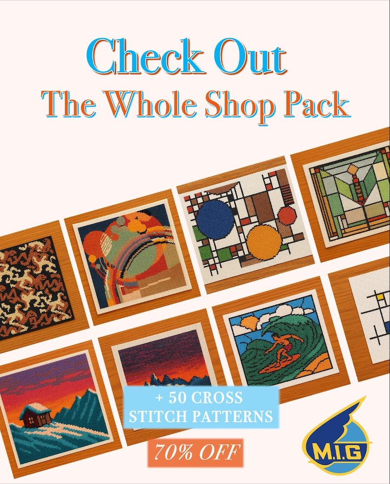 Frank Lloyd Wright Cross Stitch Pattern (4), Modernistic Collection, PDF pattern image 5