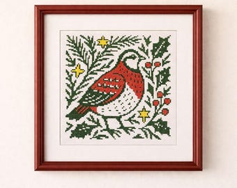 Partridge Cross Stitch Pattern: Vintage Bird Embroidery (PDF)