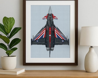 Schema per punto croce dell'Eurofighter Typhoon (GB), collezione Aerei da guerra, schema in PDF