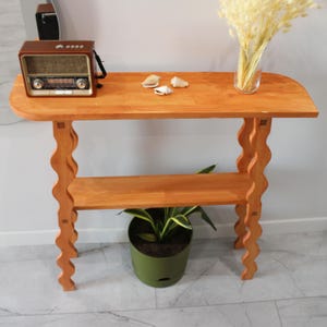 Oak Console Table For Small Spaces | Mid Century Console Table | Wooden Console Table For Entryway | Rustic Wood Console Table For Hallway