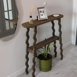 Mid Century Walnut Console Table | Wood Console Table Narrow | Slim Console Table For Minimal Homes | Slim Console Table