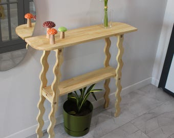Consolle moderna in legno naturale per ingresso / Consolle per piccoli spazi / Tavolo sottile per ingresso / Consolle in legno naturale